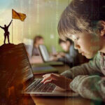 preteen boy solving coding challenges on his own with critical thinking skills